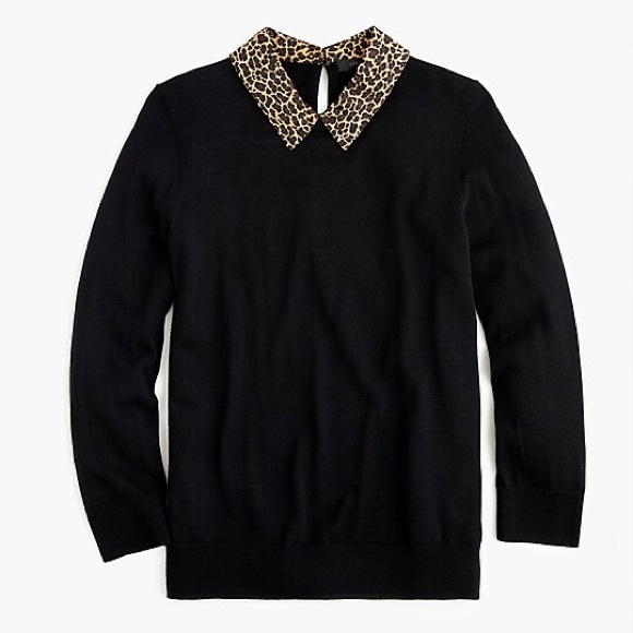 J. Crew Tippi sweater with leopard collar - Picture 1 of 4